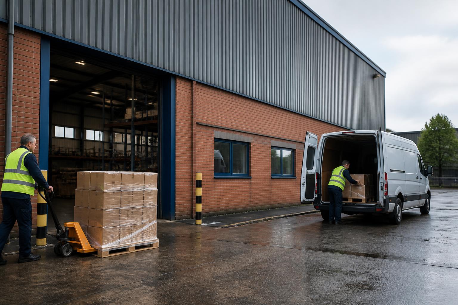 Commercial Combined Insurance 2 Brick and steel UK manufacturing unit with a van being loaded outside