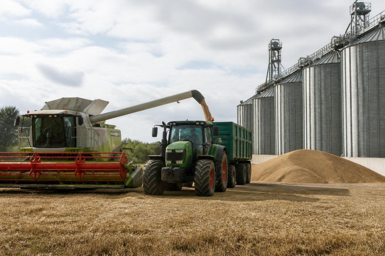 Agricultural and Farm Insurance 2 A UK arable farm with grain stores and machinery at harvest time
