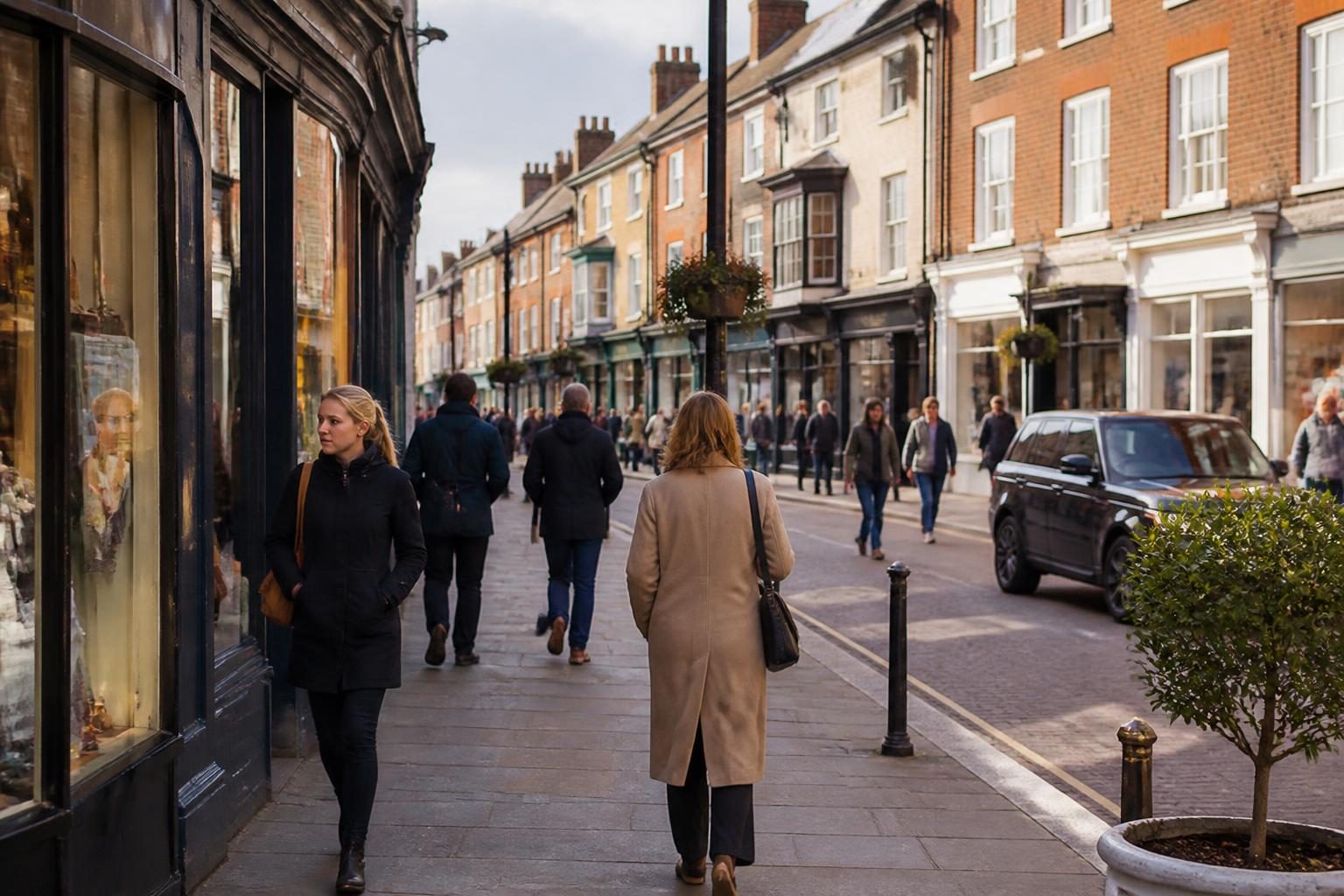 Retail and Shop Insurance 2 A row of independent shops on a busy UK high street